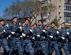 Торжественное прохождение войск Благовещенского гарнизона