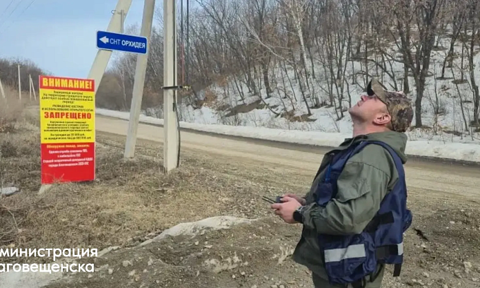 C начала особого противопожарного режима в Благовещенске оперативно ликвидировали 15 палов. Очаги выявляют в том числе с помощью квадрокоптера 